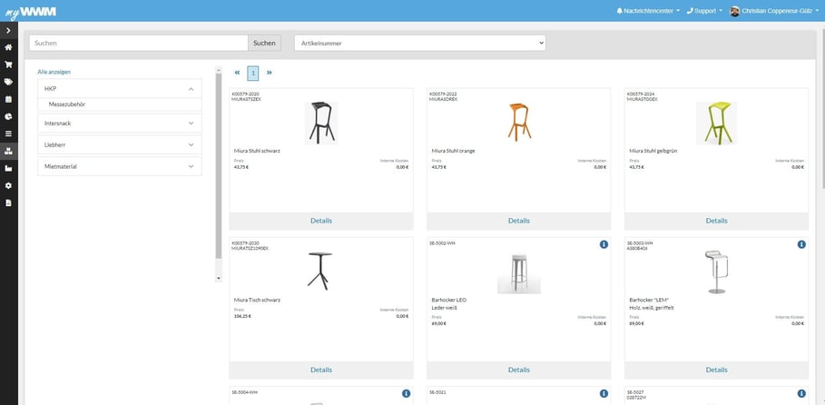 Management of Exhibition Furniture in the ERM System