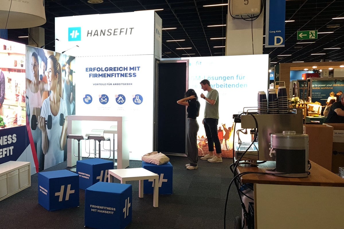 Mobile exhibition stand with LED video wall from Hansefit